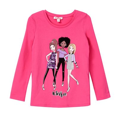 bluezoo Girls' pink '#Selfie' sequin embellished top